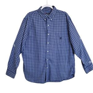 Chaps Men's Blue & White Checked Button-Down Shirt